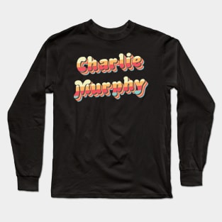 Charlie Murpy Retro Stacked Faded Rainbow Grunge Typography Long Sleeve T-Shirt